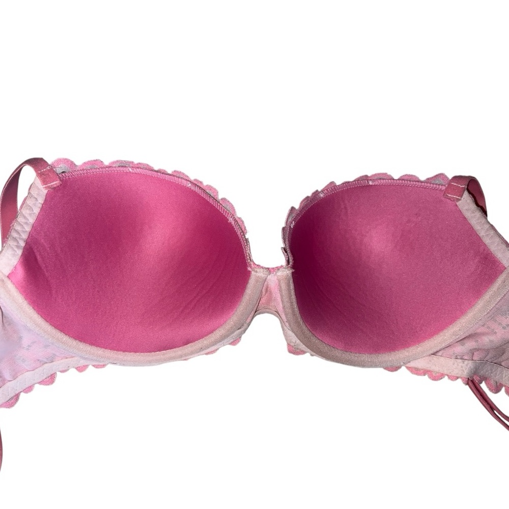 Rare Circa 2015 Victoria’s Secret Pink Neon Lace Floral Date Push-up Bra 34B - Picture 4 of 7